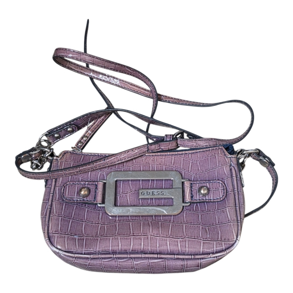 Guess Vintage Y2k Purple Faux Reptile Crossbody Purse